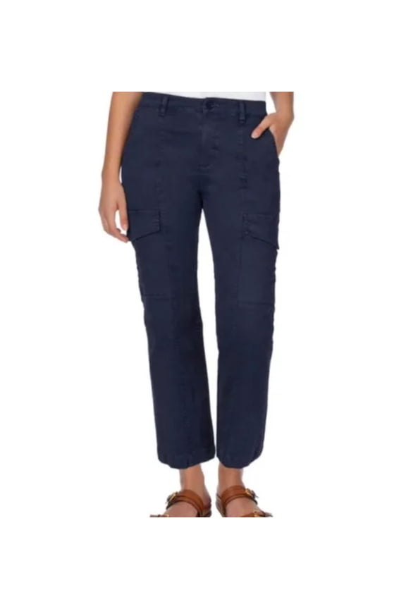 Women's Twill Cargo Pant, Twill Stretch Pockets, Navy, 10