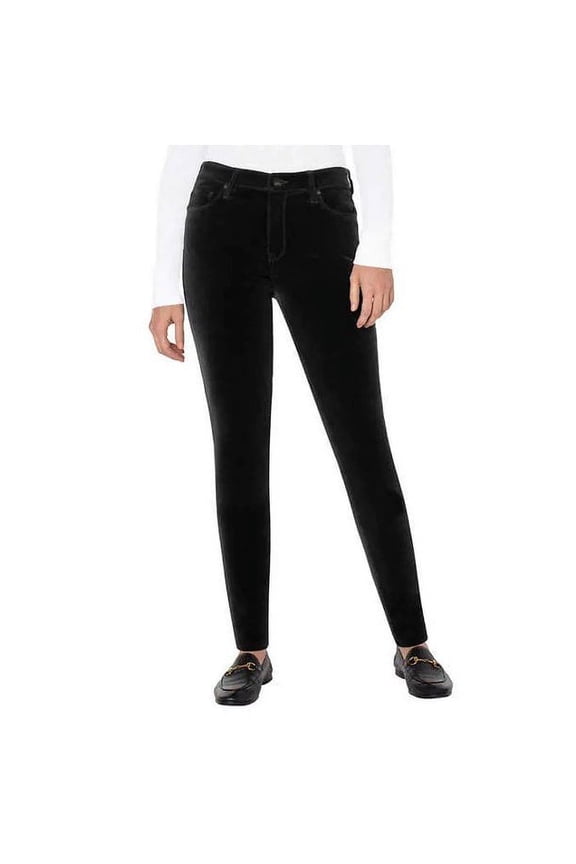 Womens High Rise Luxe Velvet Tapered Pant Black 6/28