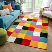 Well Woven 09534 Bright Square Kids Rug, Multicolor - 3 ft. 3 in. x 5 ft.