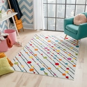 Well Woven StarBright Dandy Dots And Stripes Modern Geometric Kids Rug White 3'3" x 5' Area Rug