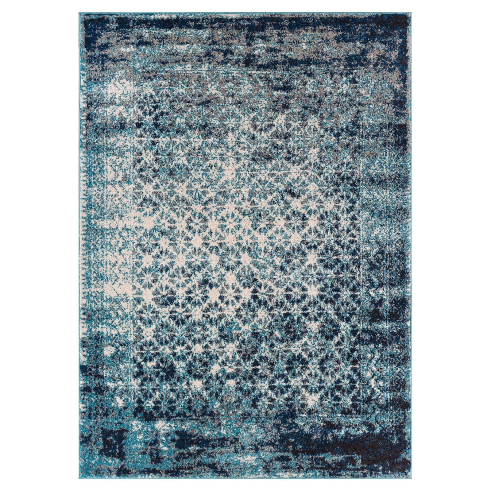 Well Woven 22665 Sydney Vintage Manchester Royal Blue Modern Distressed Abstract Area Rug - 5 ft. 3 in. x 7 ft. 3 in.