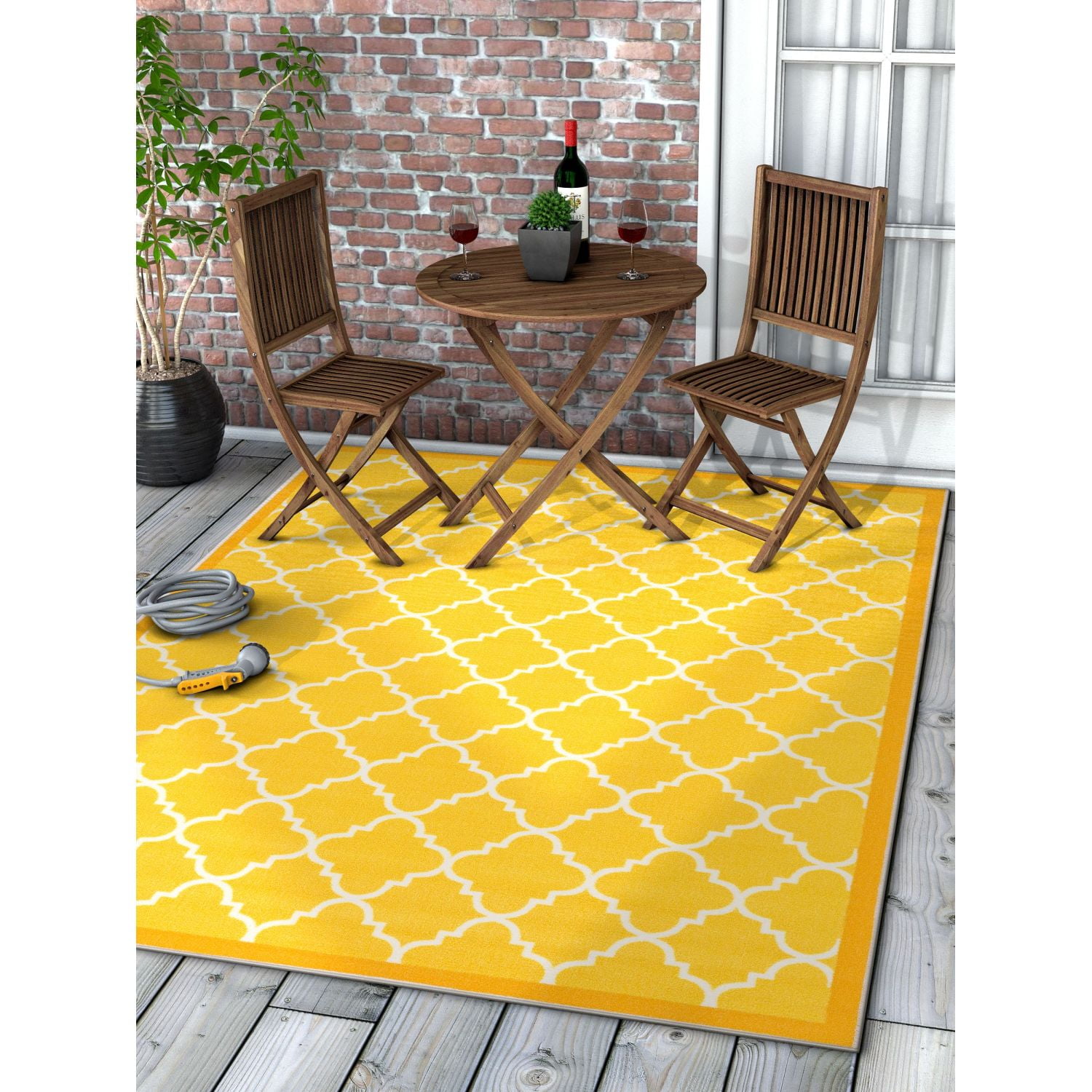 Well Woven 3'3" x 4'7" NonSlip Moroccan Trellis Low Yellow Area Rug
