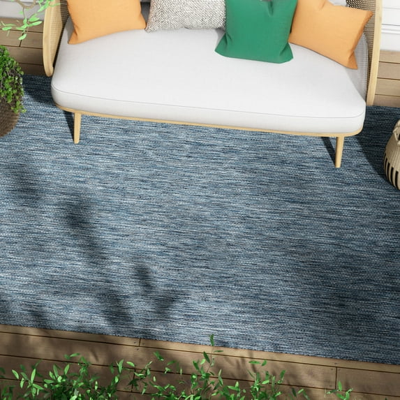 Well Woven 5' x 7' Blue Geometric Outdoor Rug