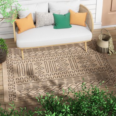 Better Homes & Gardens Neutral Palm Outdoor Rug, 9' x 12' - Walmart.com
