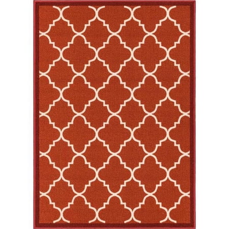 Well Woven 6510-2S Brooklyn Trellis Modern Non Slip Washable Rug, Red - 1 ft. 8 in. x 5 ft.