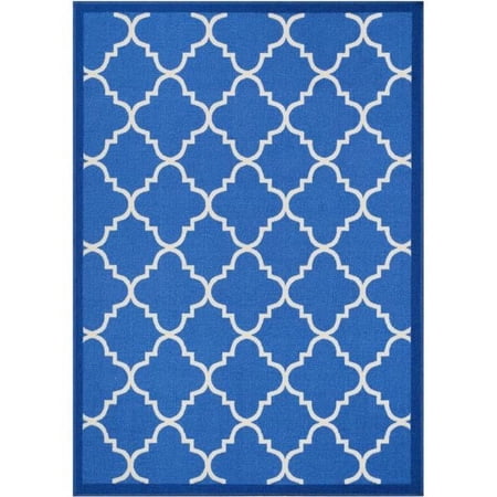 Well Woven 6516-2L Brooklyn Trellis Modern Non Slip Washable Runner Rug, Blue - 2 ft. 7 in. x 12 ft.