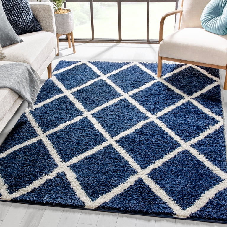 Well Woven 78847 Madison Shag Cole Blue Modern Tribal Trellis Area
