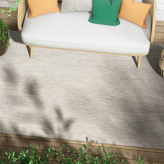 Well Woven 8' x 10' Gray Geometric Outdoor Rug