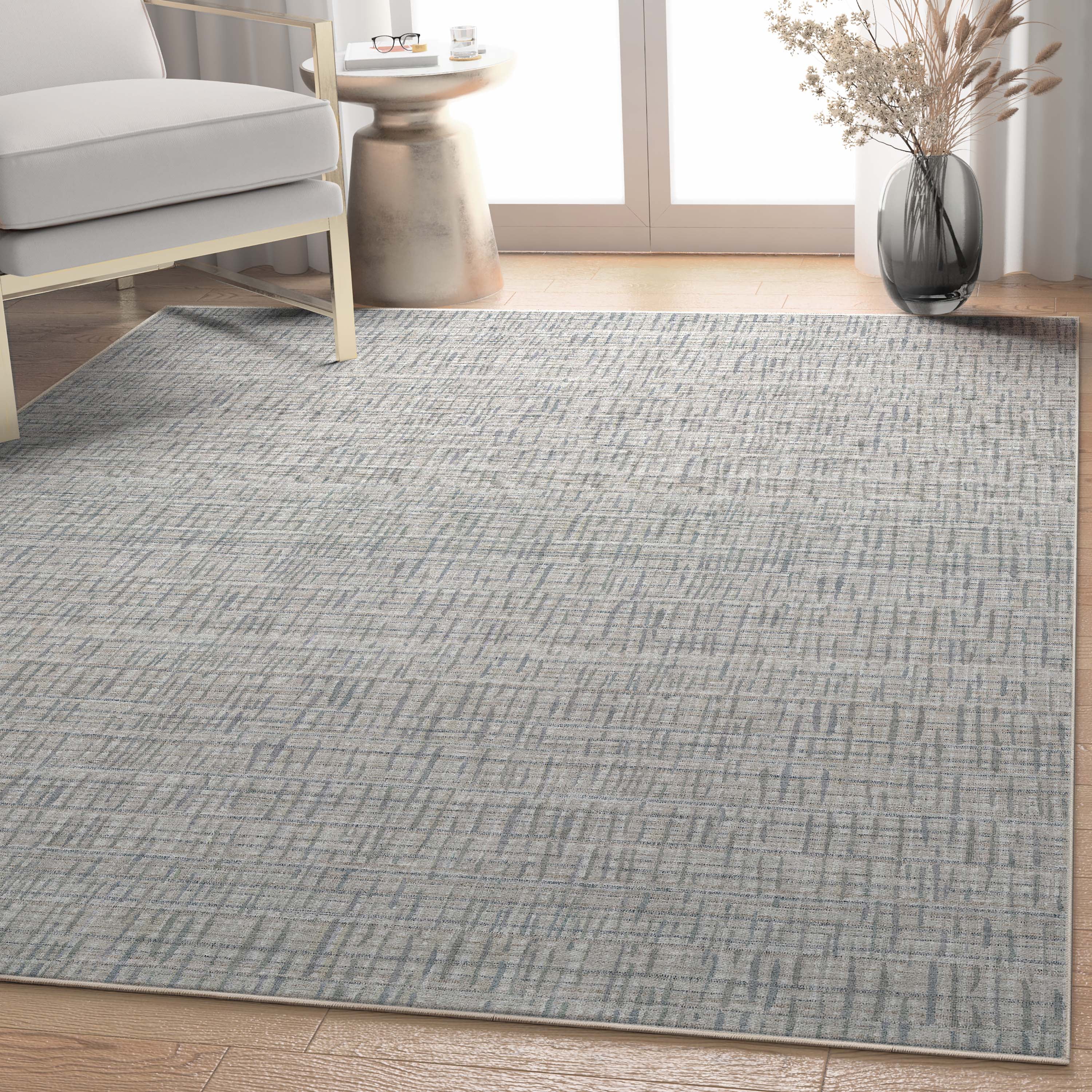 Well Woven Abstract Bali Modern Retro Plaid Flat-Weave Beige 7'7" x 9'10" Area Rug
