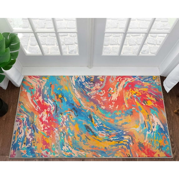 Well Woven Apollo Flatwoven Harmony Modern Abstract Multi Color 3'3" x 5' Area Rug