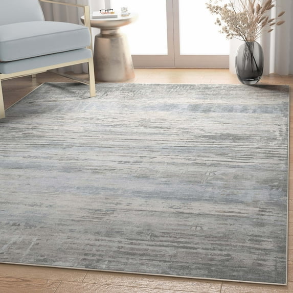 Well Woven Abstract Havana Modern Geometric Lines Flat-Weave Beige Blue 7'7" x 9'10" Area Rug