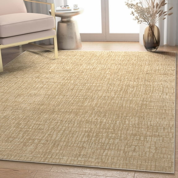 Well Woven Abstract Nightscape Modern Geometric Flat-Weave Beige 5'3" x 7'3" Area Rug