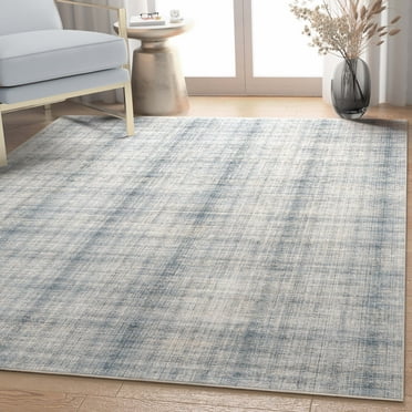 Well Woven Abstract Rio Modern Retro Plaid Flat-Weave Blue Cream 5'3" x 7'3" Area Rug
