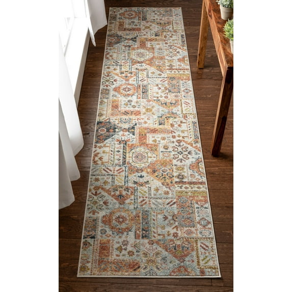 Well Woven Adilah Ivory Multi Distressed Bohemian Patchwork Runner Rug 2'7" x 9'10"