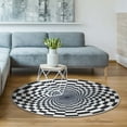 thumbnail image 1 of Well Woven Apollo 3D Portal Warp Hole 3D Carpet Botomless Optical Illusion Black Ivory Flat-Weave Easy to Clean 6'7" Round Area Rug, 1 of 7