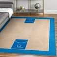 thumbnail image 1 of Well Woven Apollo Basketball Sports Court Tan Blue Flat-Weave Easy to Clean 5' x 7' Area Rug, 1 of 7