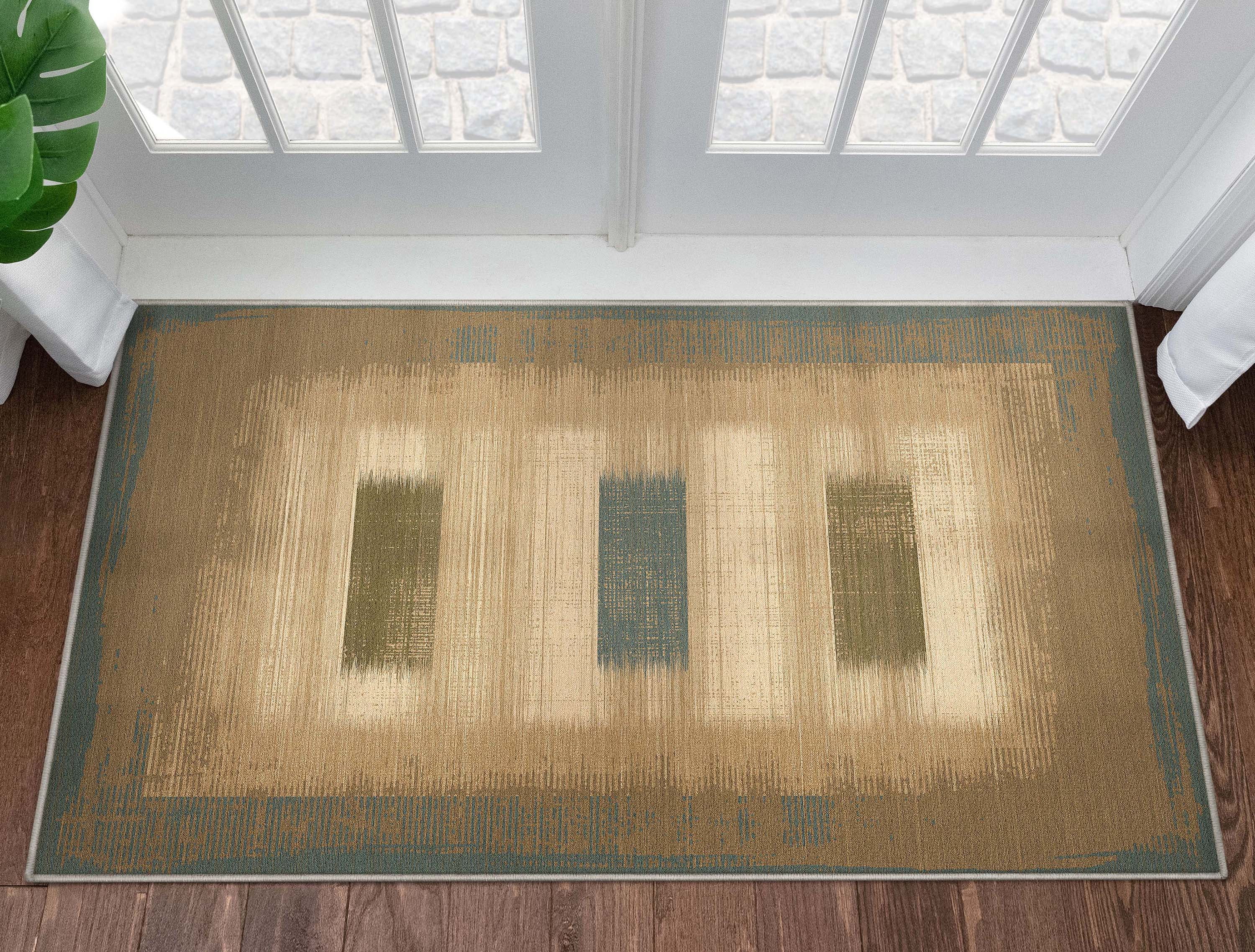 Well Woven Apollo Border Contemporary Blue 3'3" x 5' Area Rug for Living Room Dining Room Bedroom and Kitchen