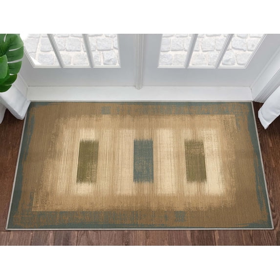 Well Woven Apollo Border Contemporary Blue 3'3" x 5' Area Rug for Living Room Dining Room Bedroom and Kitchen