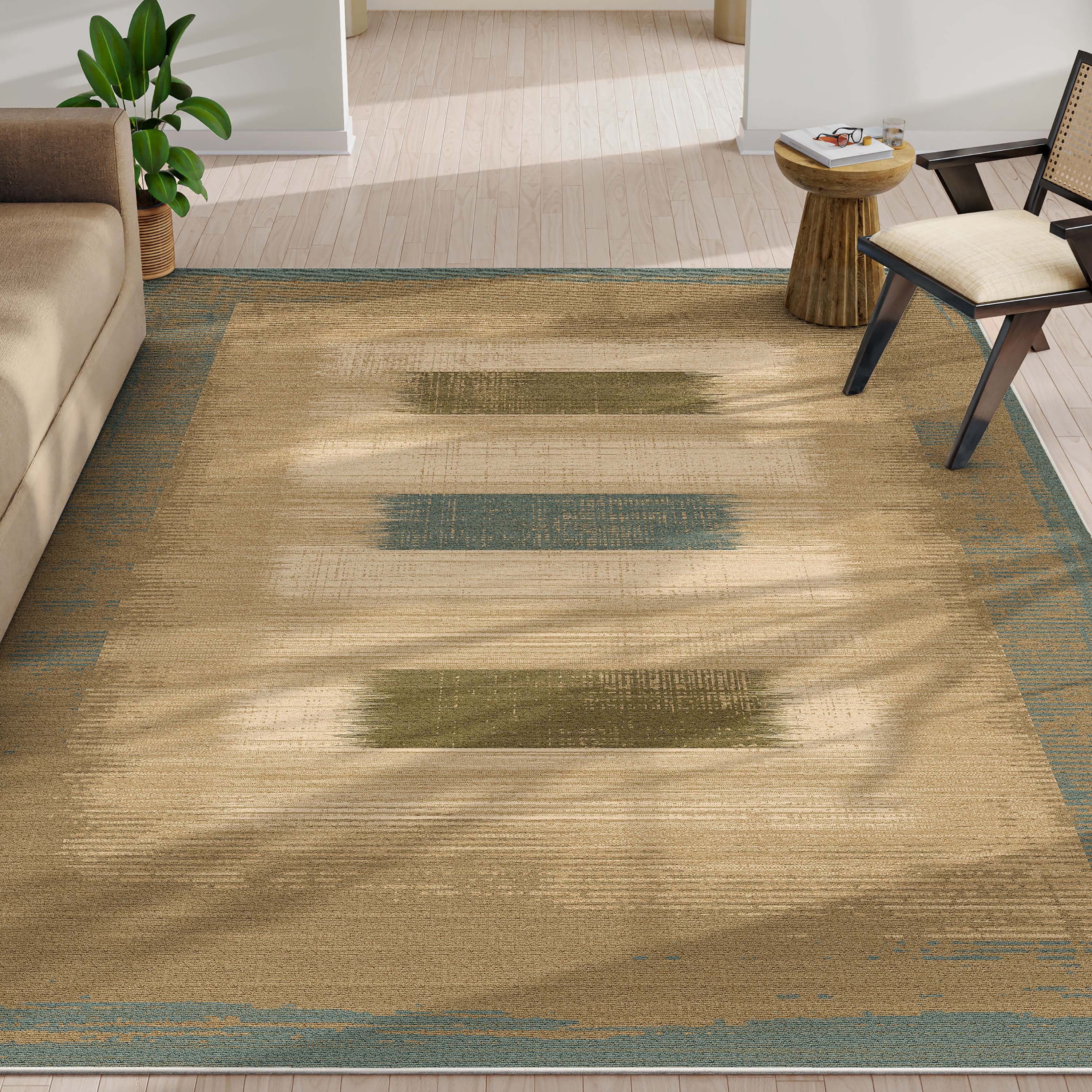 Well Woven Apollo Border Contemporary Blue 7'7" x 9'10" Area Rug for Living Room Dining Room Bedroom and Kitchen