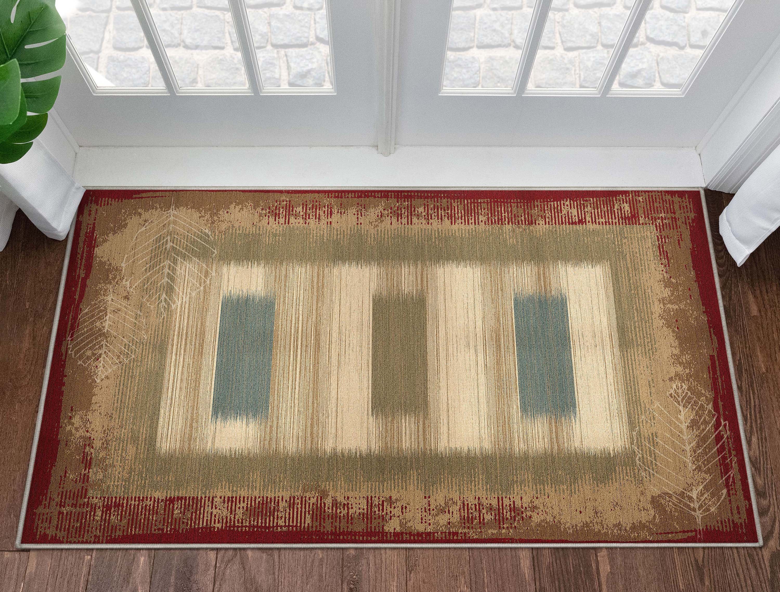 Well Woven Apollo Border Contemporary Red 3'3" x 5' Area Rug for Living Room Dining Room Bedroom and Kitchen
