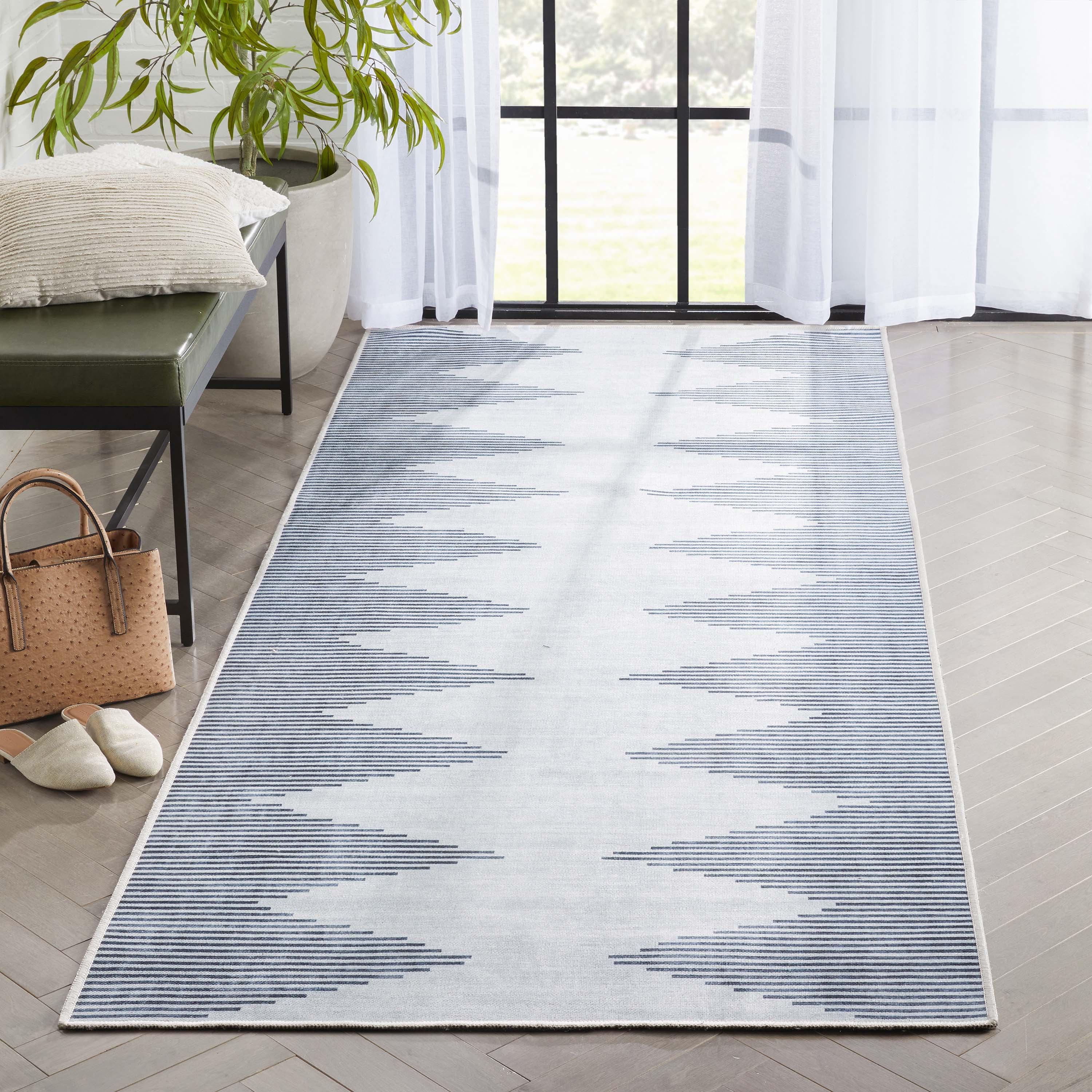 Apollo Diamond Weave 3'11" x 9'10" Gray Synthetic Area Rug