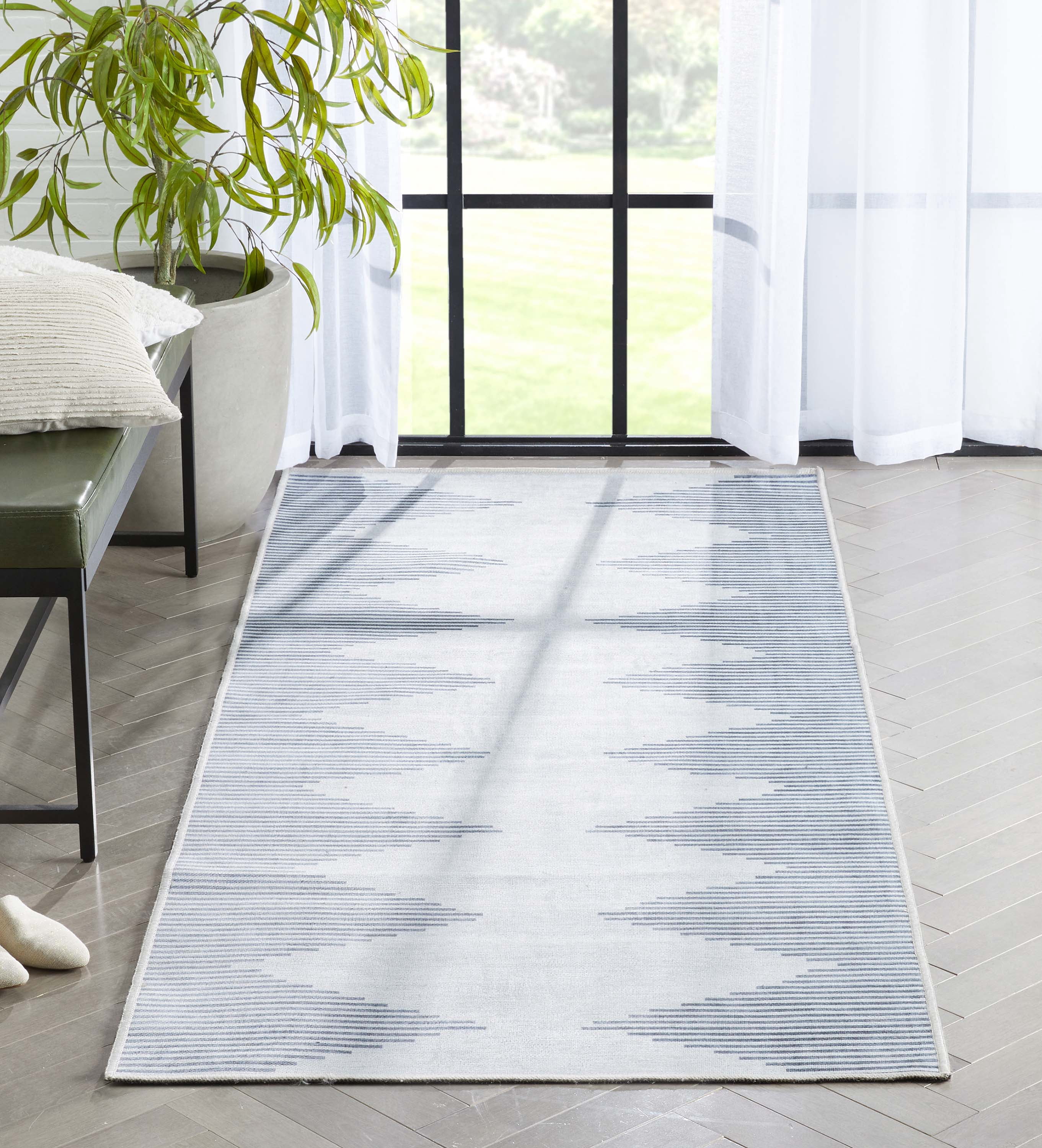 Well Woven Apollo Bree Moroccan Diamond Ivory Grey Flat Pile Easy to Clean 3'3" x 7'10" Runner Rug for Living Room Stairs Hallway and Kitchen