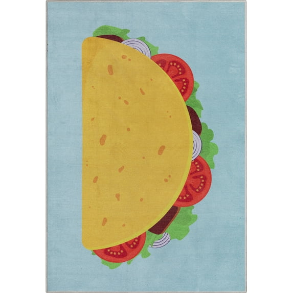 Well Woven Apollo Double Taco Modern Novelty Multi Blue 3'3" x 5' Easy Clean Area Rug