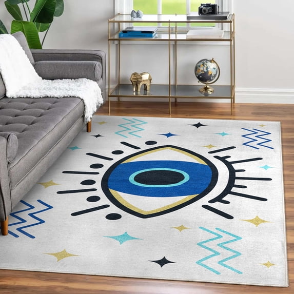 Well Woven Apollo Evil Eye Blue Beige 5'3" x 7'3" Area Rug
