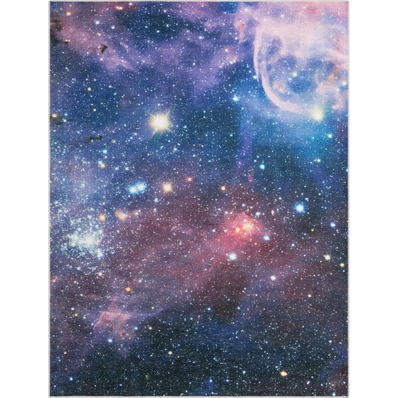 Well Woven Apollo Flat Weave Celestial Space Nebula Multicolor 5'3" x 7'3" Area Rug
