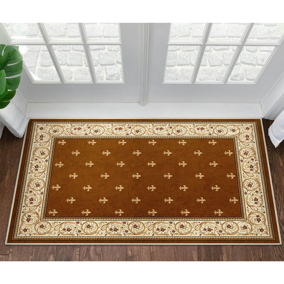 Well Woven Apollo Flatwoven Fleur De Lis Brown 3'3" x 5' Area Rug
