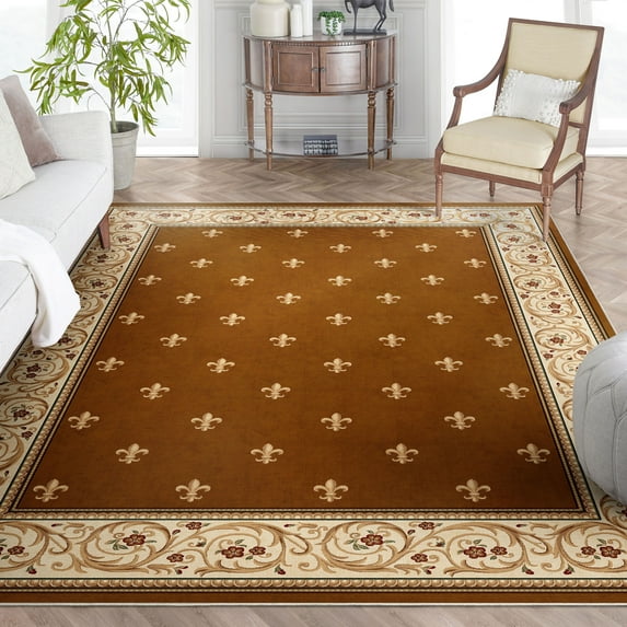 Well Woven Apollo Flatwoven Fleur De Lis Brown 7'7" x 9'10" Area Rug