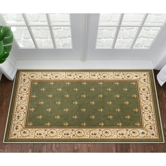 Well Woven Apollo Flatwoven Fleur De Lis Green 3'3" x 5' Area Rug