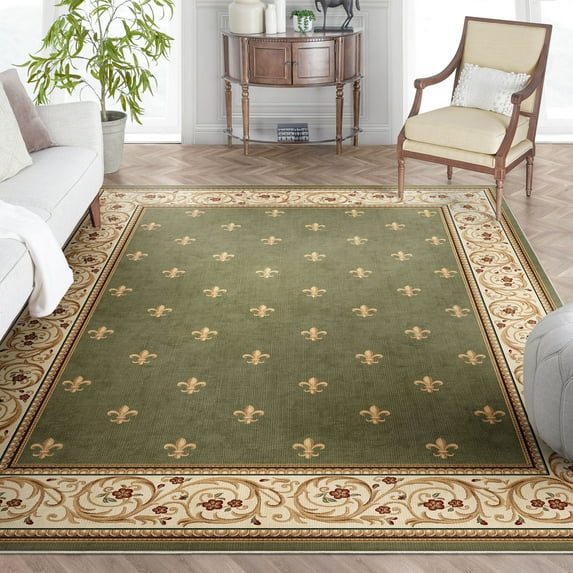 Well Woven Apollo Flatwoven Fleur De Lis Green 5' x 7' Area Rug