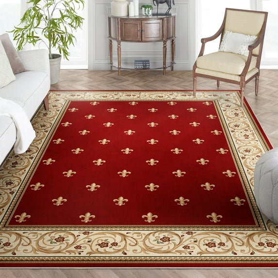 Well Woven Apollo Flatwoven Fleur De Lis Red 5' x 7' Area Rug