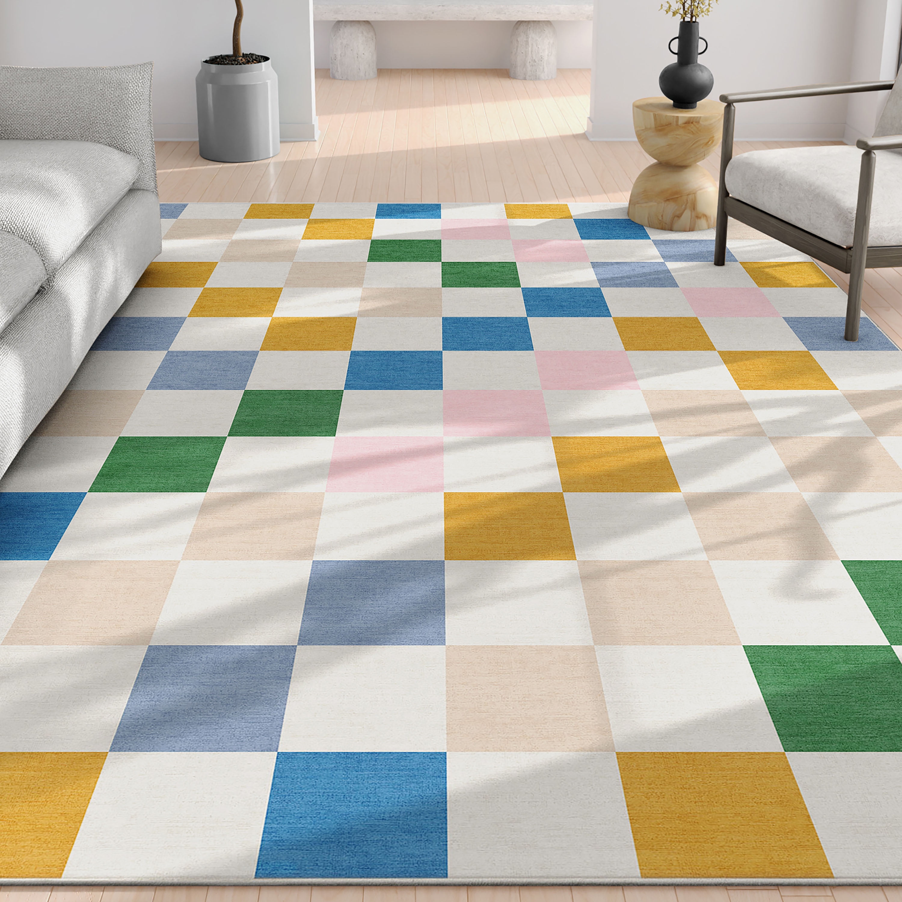 Well Woven Apollo Flatwoven Modern Squares Multi 6' x 9' Area Rug ...