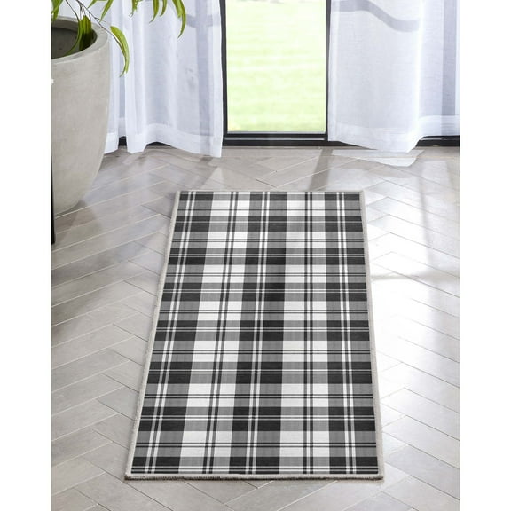 Well Woven Apollo Flatwoven Plaid Black 2' x 5' Runner Rug