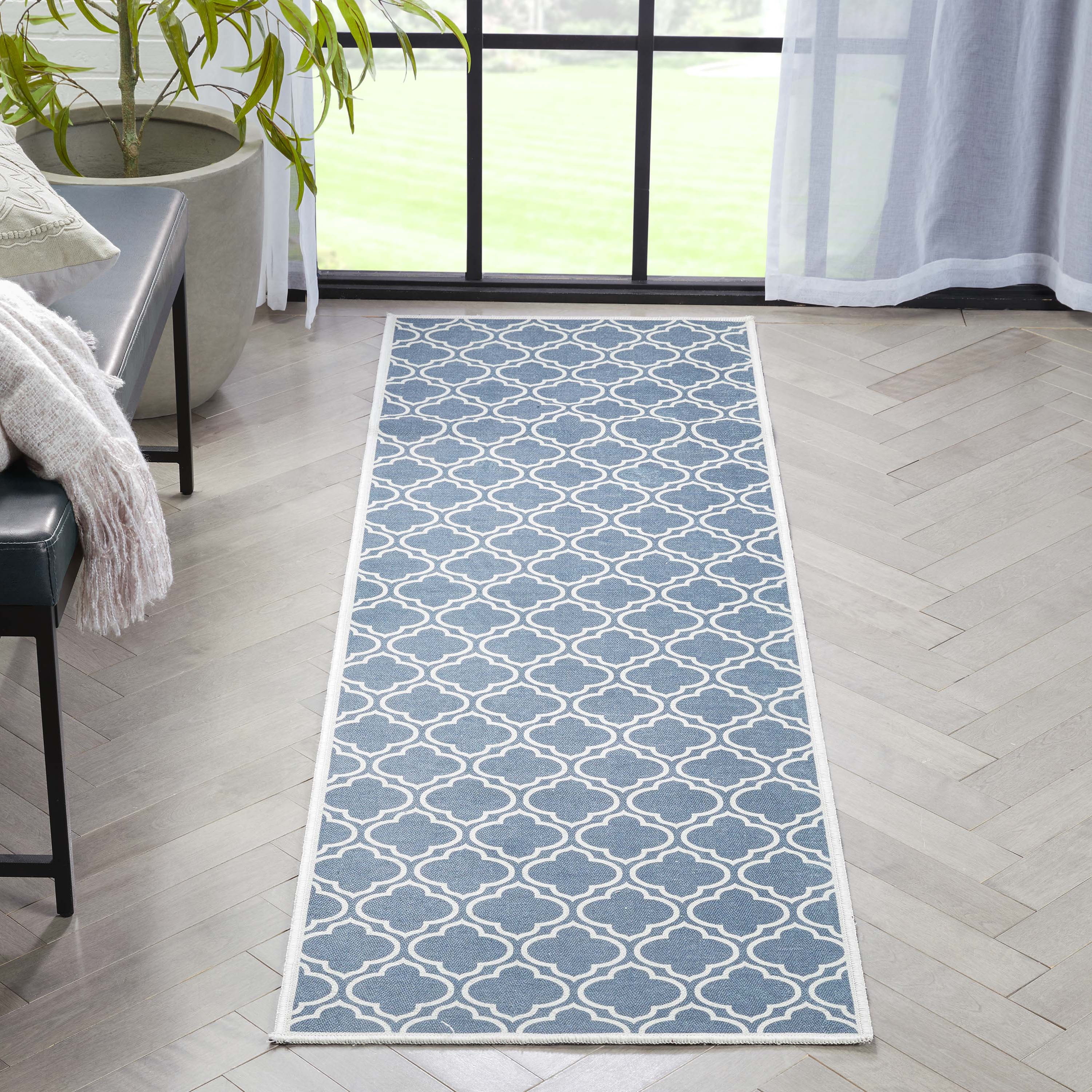 Well Woven Apollo Lattice Modern Moroccan Charcoal Grey 2'3" x 7'3" Runner Machine Washable Rug
