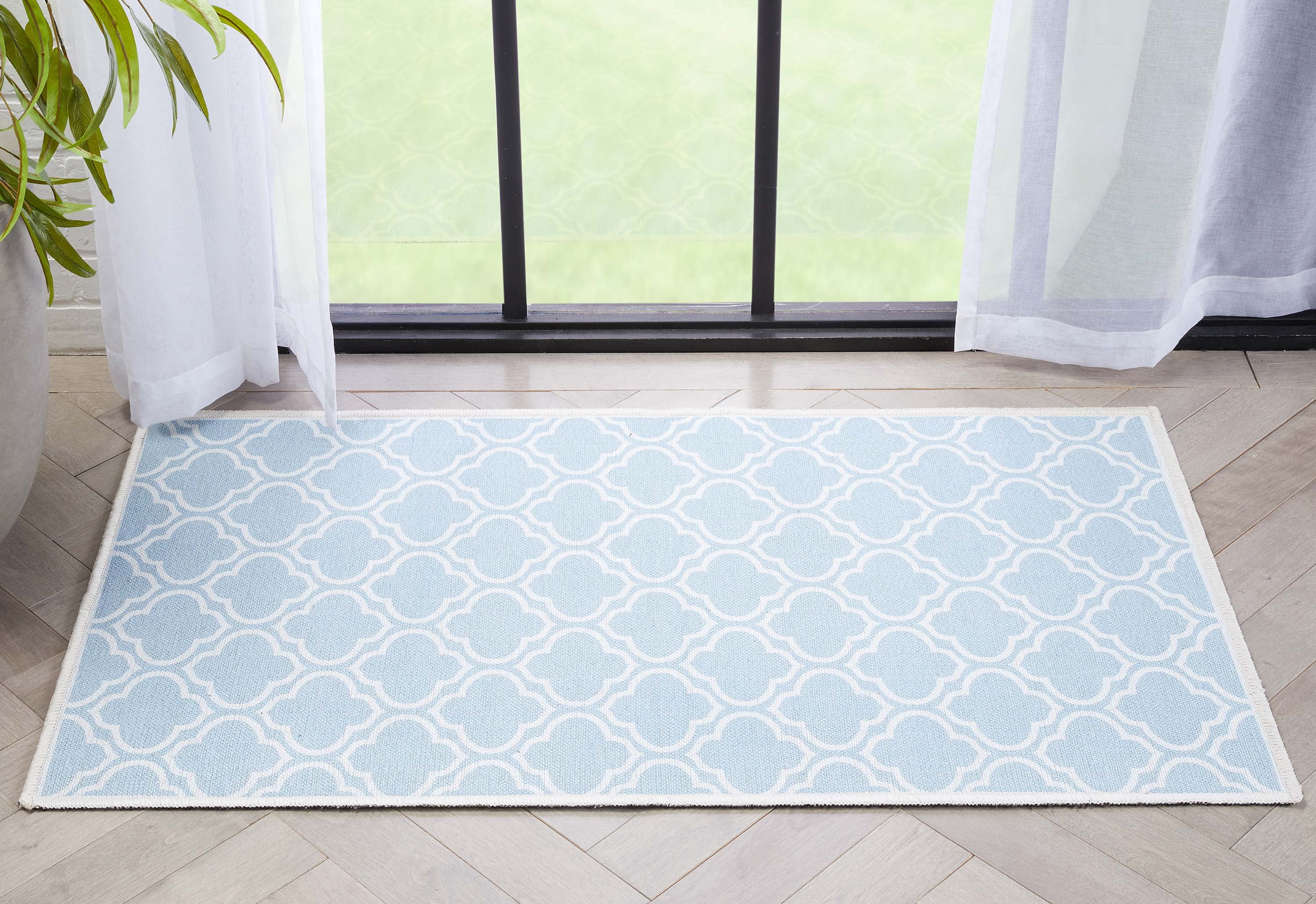 Well Woven Apollo Lattice Modern Moroccan Light Blue Ivory 2'3" x 3'11" Machine Washable Area Rug