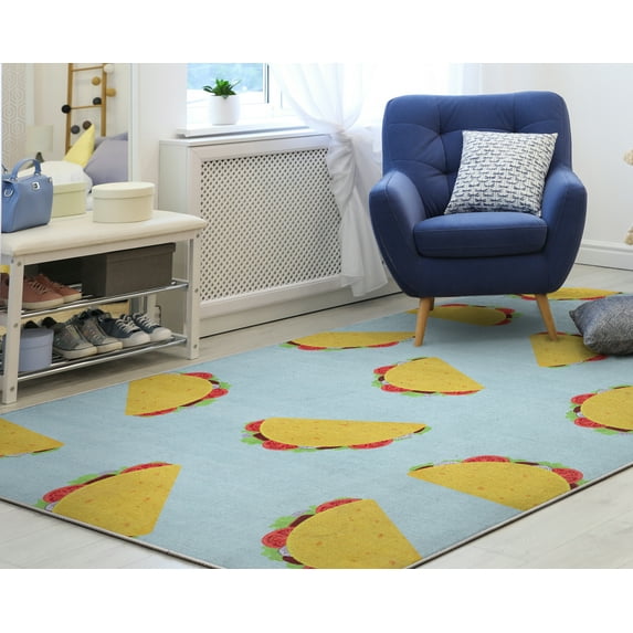 Well Woven Apollo Multi Tacos Modern Novelty Multi Blue 2' x 3' Easy Clean Area Rug