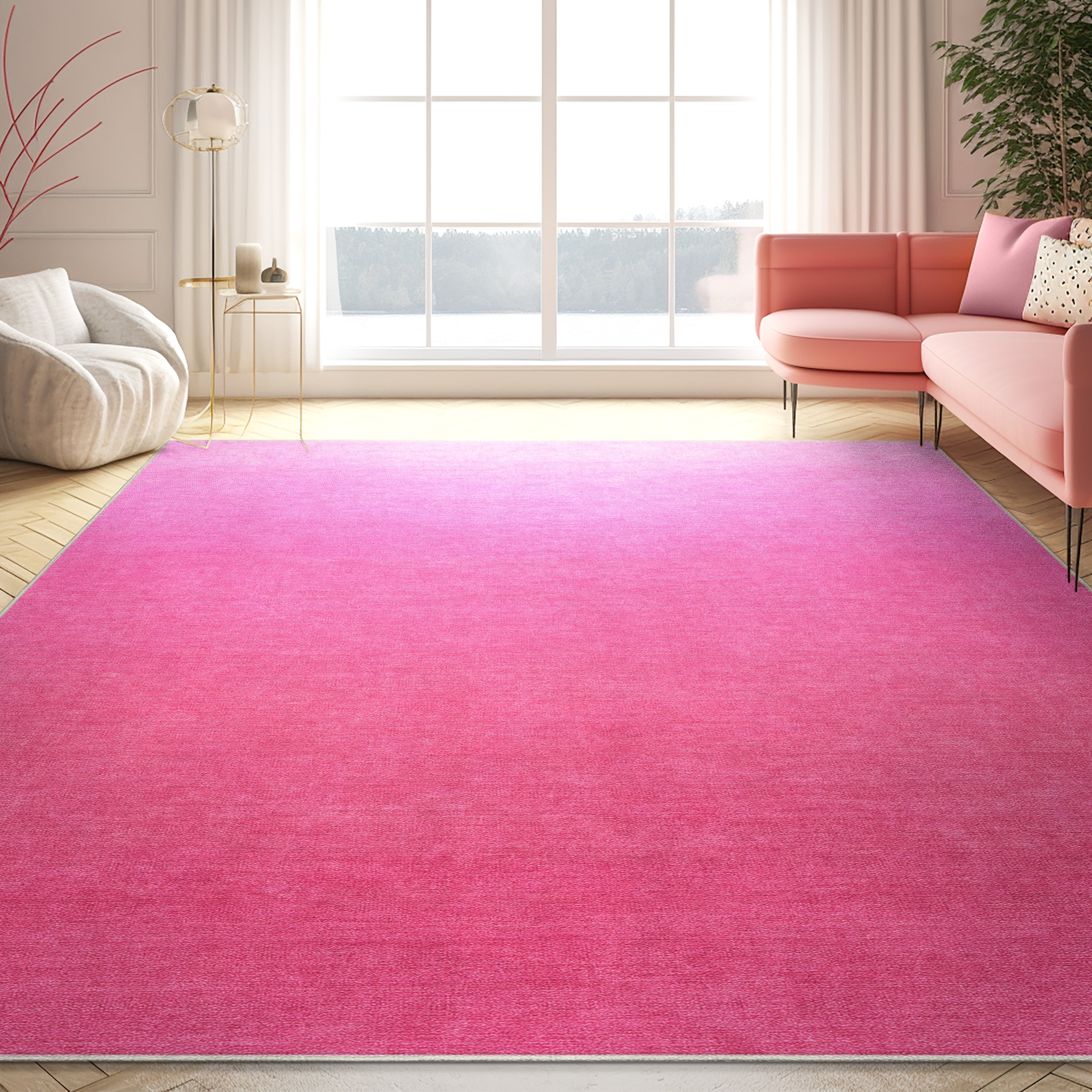 Well Woven Apollo Ombre Modern Pink Flat Pile Easy to Clean 7'7" x 9'10" Area Rug for Living Room Dining Room Bedroom and Kitchen