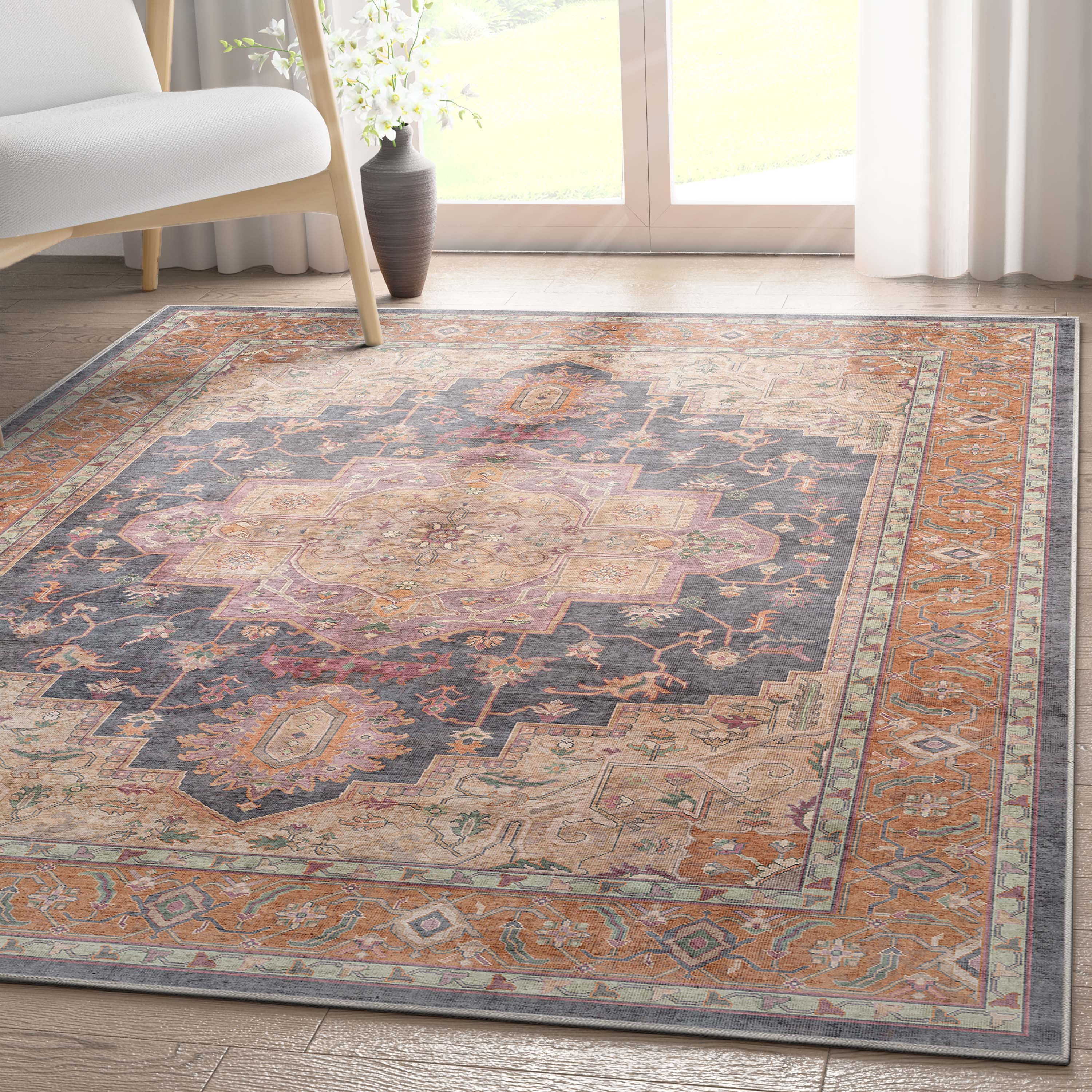 Vintage Oriental Parisian Multi-Color Chenille 3'3" x 5' Area Rug