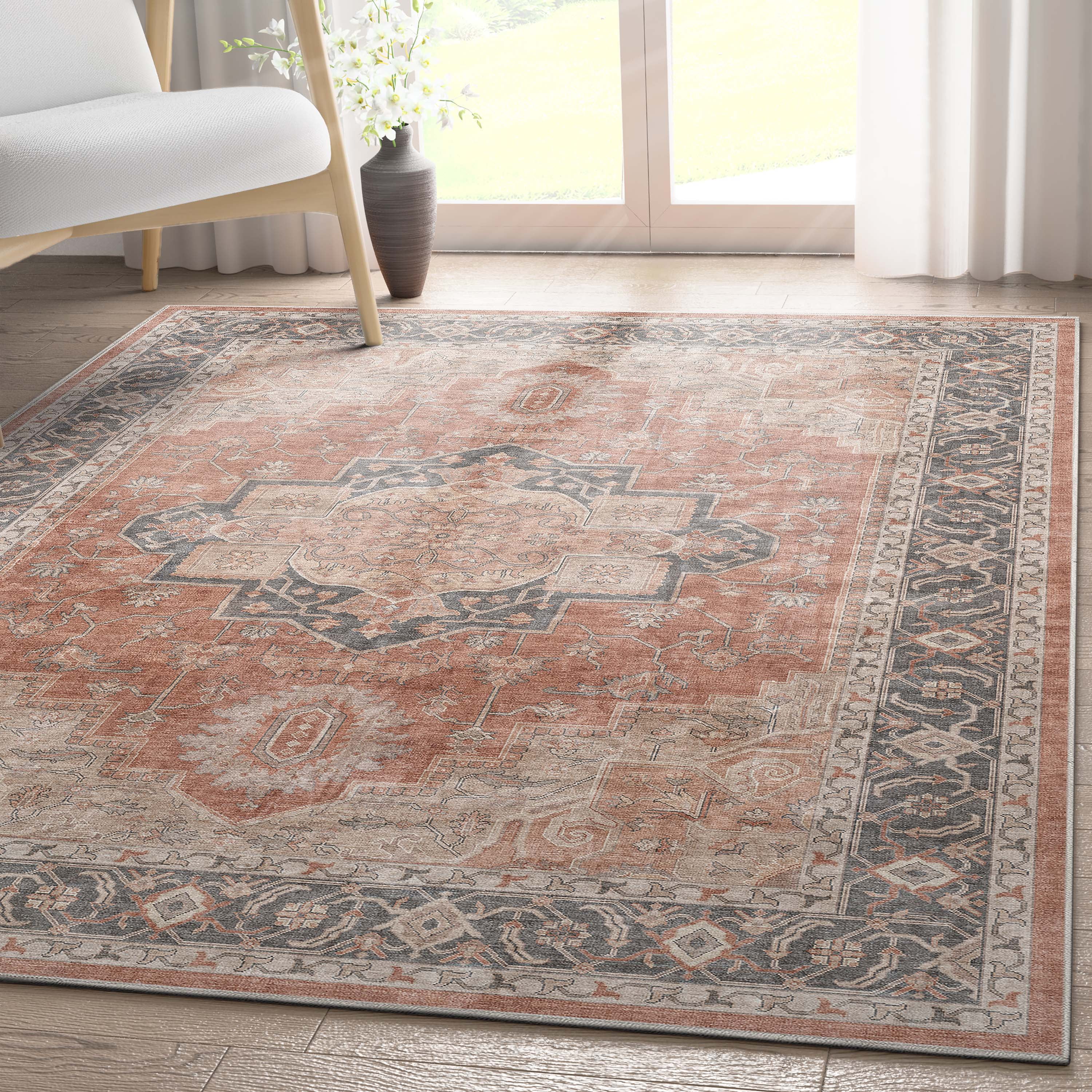 Apollo Red and Gray Vintage Persian Flat-Weave Rug