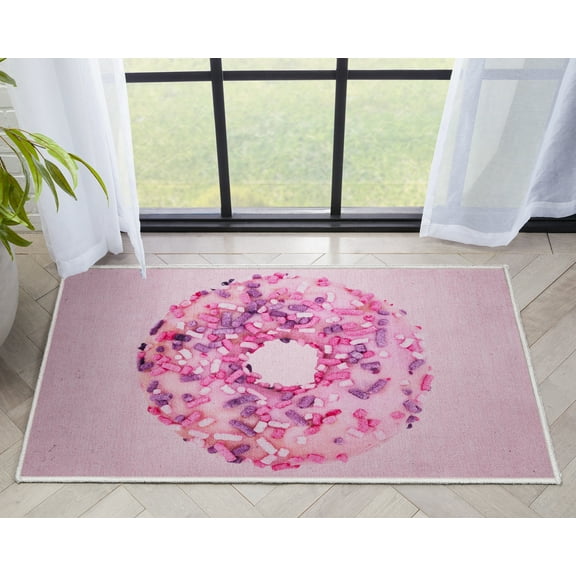 Well Woven Donut with Sprinkles 2' x 3' Pink Area Rug