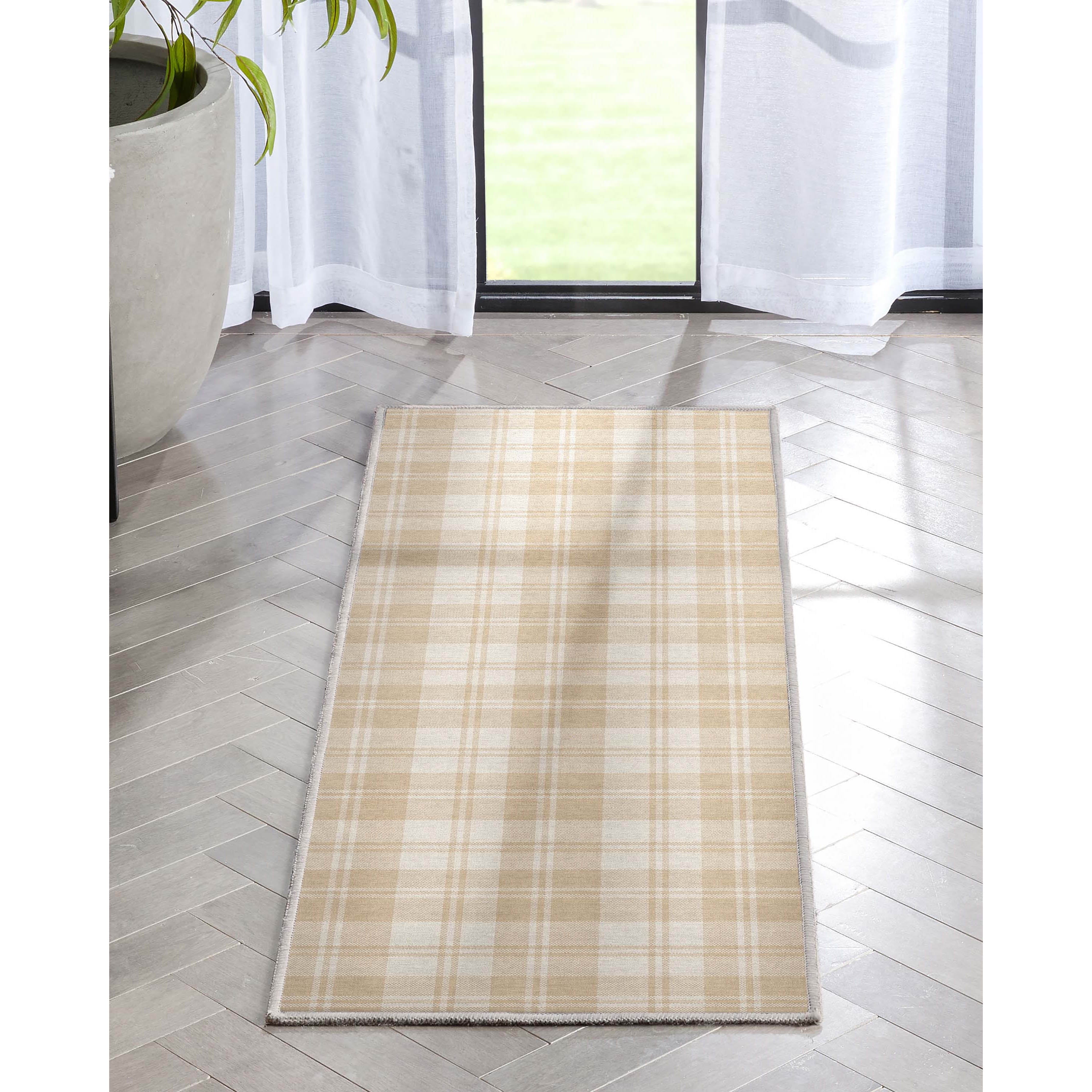 Well Woven Apollo Flatwoven Plaid Beige Brown 2' x 5' Runner Rug