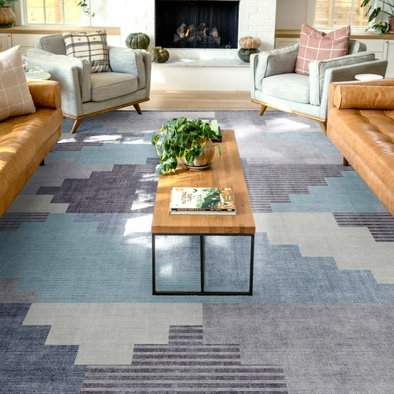 Well Woven Apollo Portsmouth Vintage Southwestern Blue Flatweave 7'7" x 9'10" Area Rug