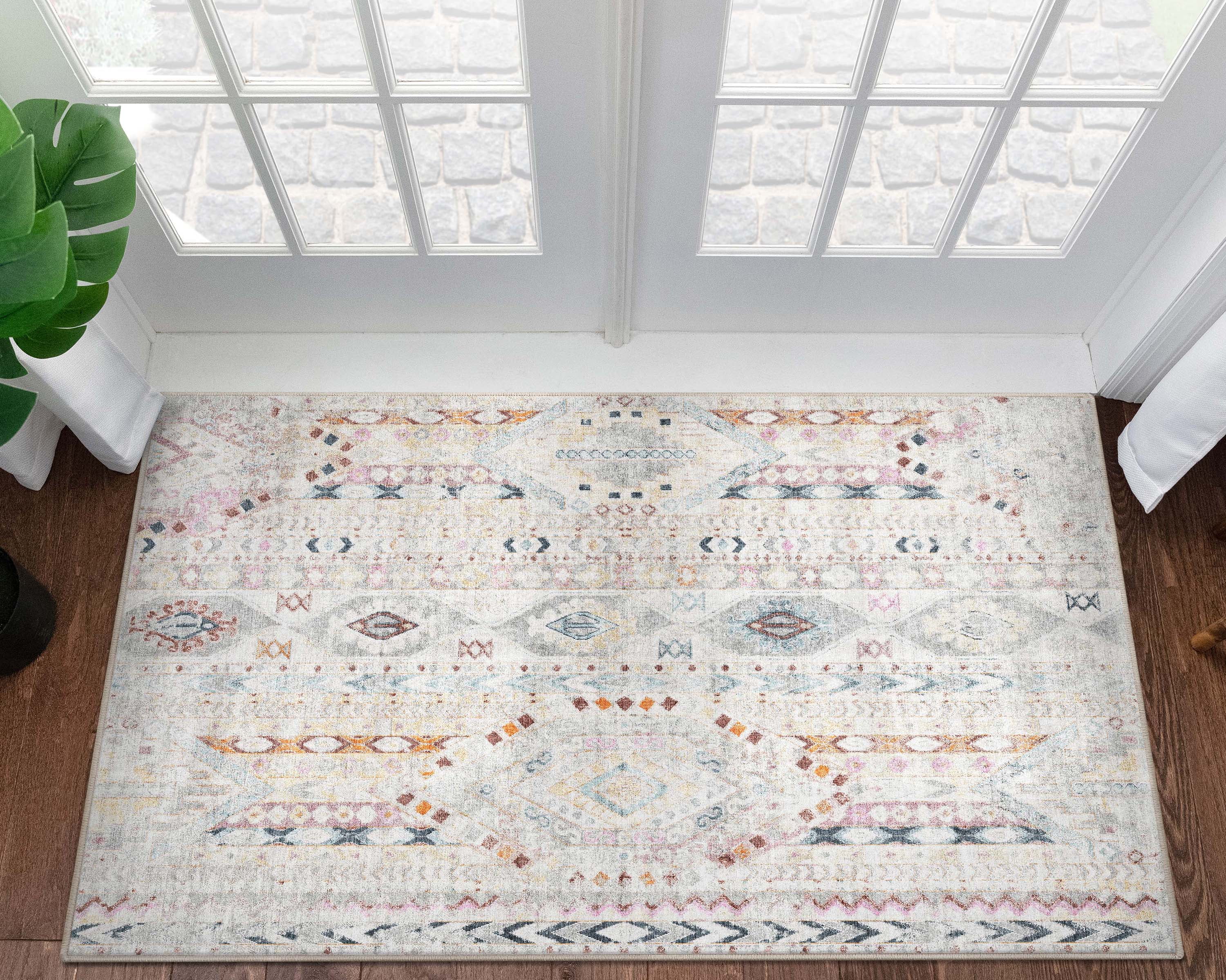 Well Woven Apollo Rodeo Vintage Medallion Tribal Multi Flat Pile Easy to Clean 3'3" x 5' Area Rug for Living Room Dining Room Bedroom and Kitchen