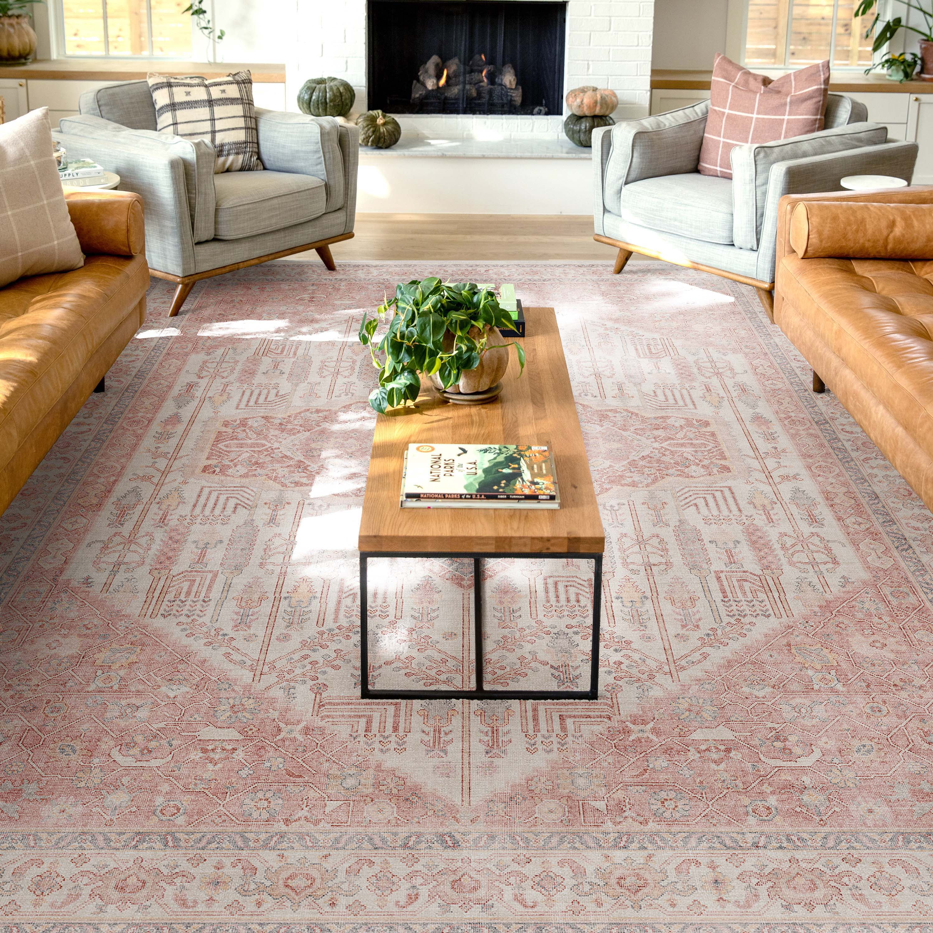 Well Woven Apollo San Marino Vintage Oriental Beige Coral Flatweave 9'10" x 13' Area Rug