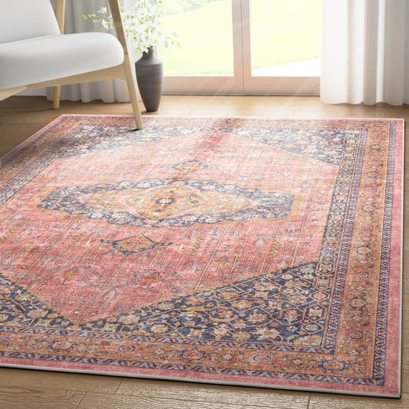 Well Woven Apollo San Marino Vintage Oriental Pink Flatweave 5'3" x 7'3" Area Rug