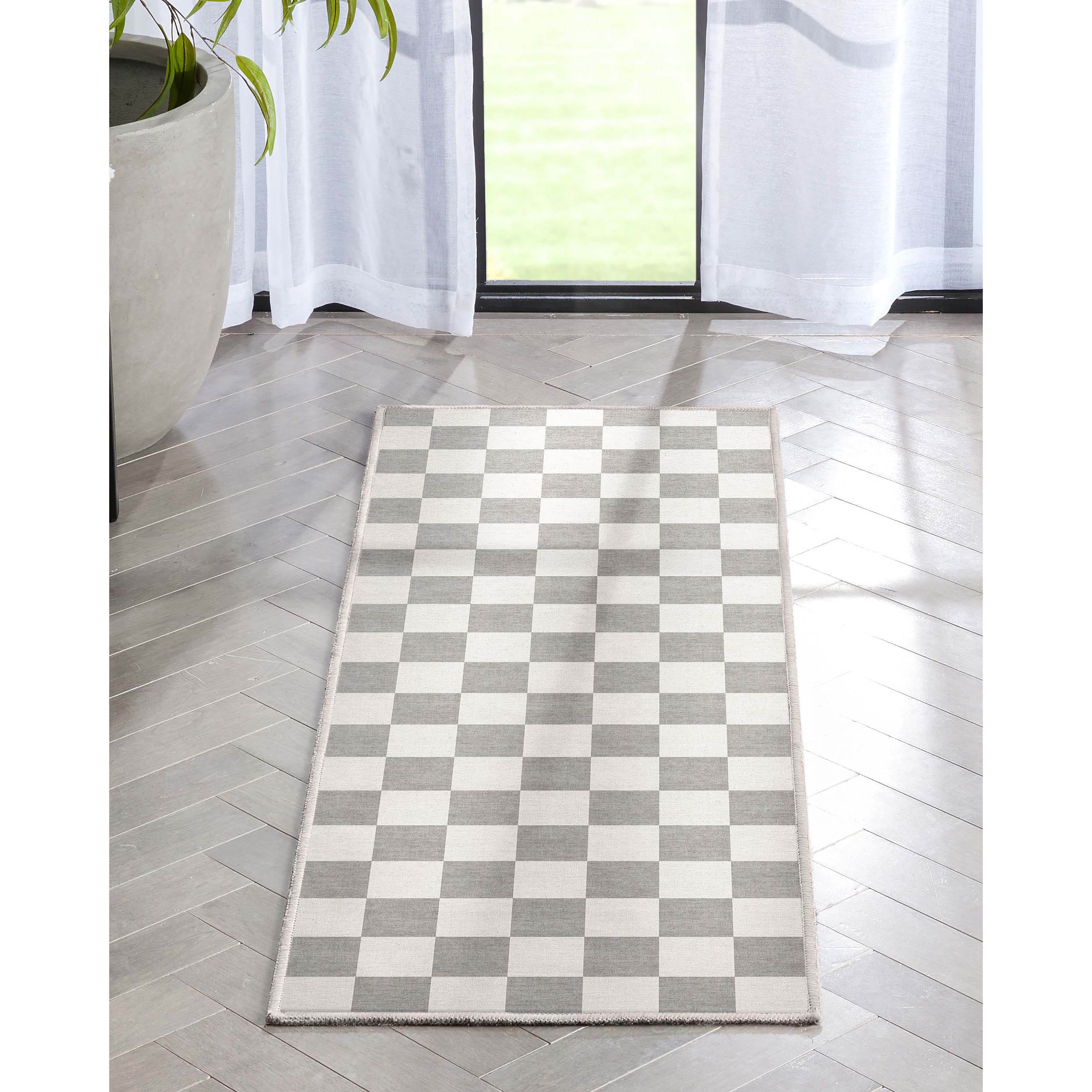 Well Woven Apollo Square Modern Geometric Beige Flat Pile Easy to Clean 2' x 5' Runner Rug for Hallway Entryway Stair and Kitchen