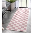 thumbnail image 1 of Well Woven Apollo Square Modern Geometric Pink Flat Pile Easy to Clean 2'3" x 7'3" Runner Rug for Living Room Stairs Hallway and Kitchen, 1 of 6